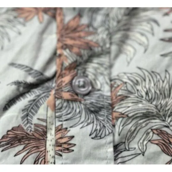 Sunrise Kingdom Vintage Design Hawaiian Palm Print Button Down Light Blue Coral - Picture 3 of 15